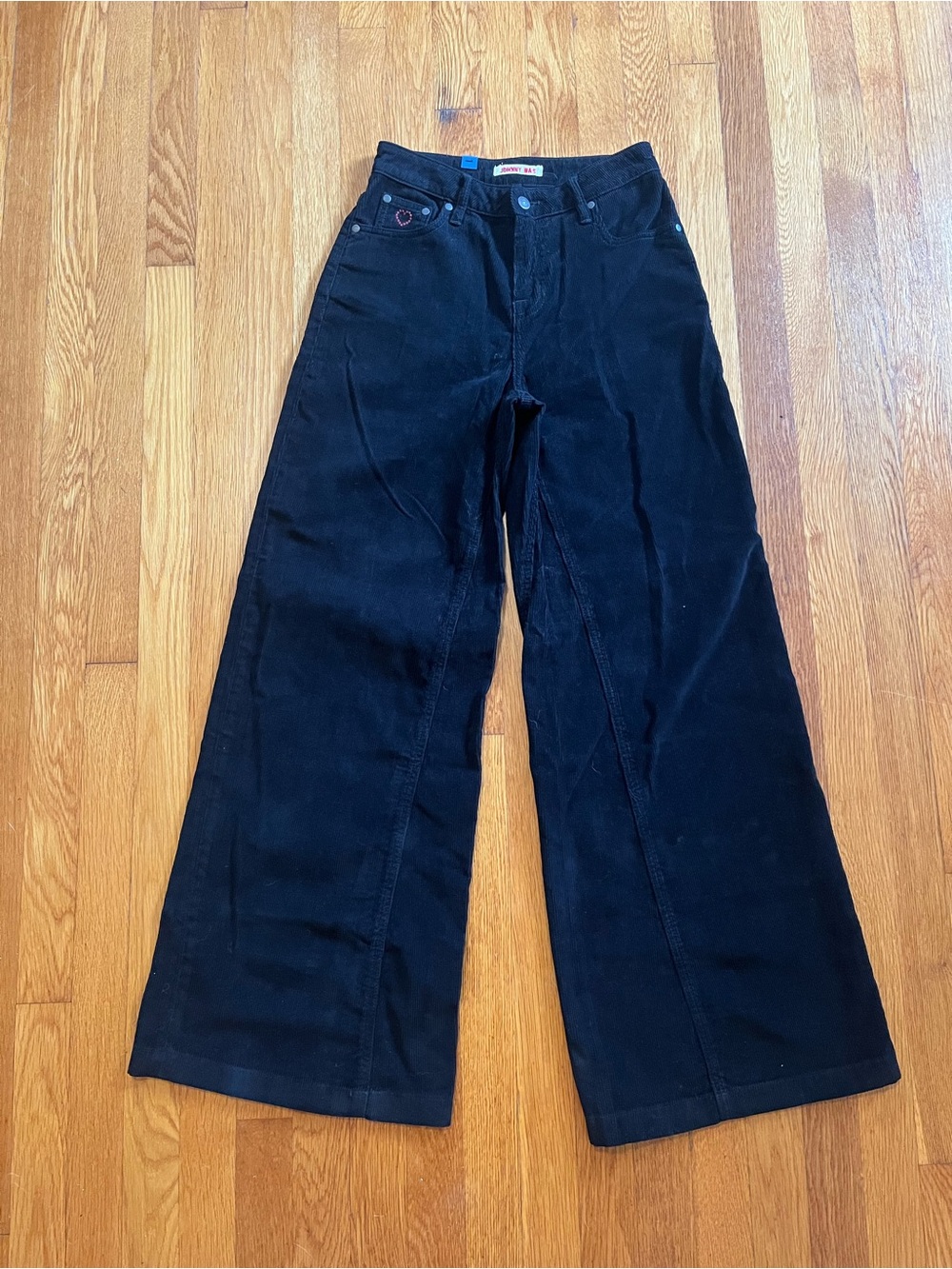 Johnny Was Black Suki Wide Leg High Rise Corduroy Pants 100% Cotton Sz 25 New